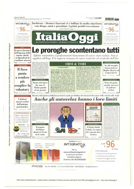 Italia oggi : quotidiano di economia finanza e politica